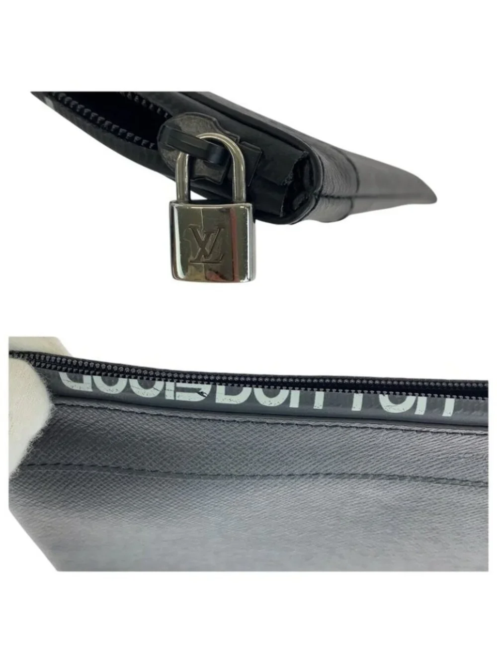 Louis Vuitton Taiga Pochette Apollo Black Silver Hardware Leather Clutch - Picture 7 of 9